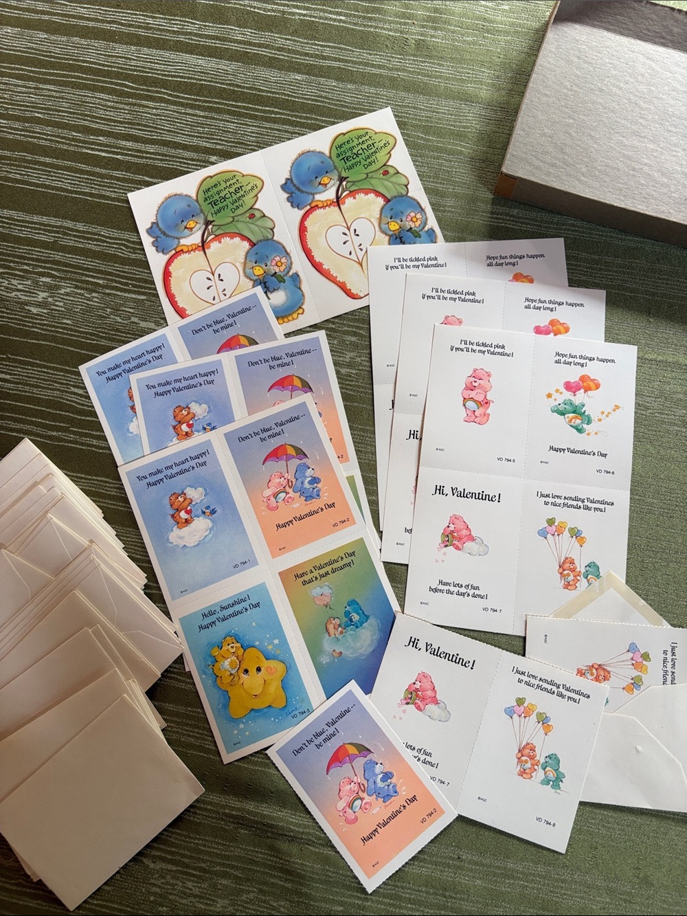 Vintage Care Bears 1980’s Valentine’s Day cards American Greeting envelopes 30